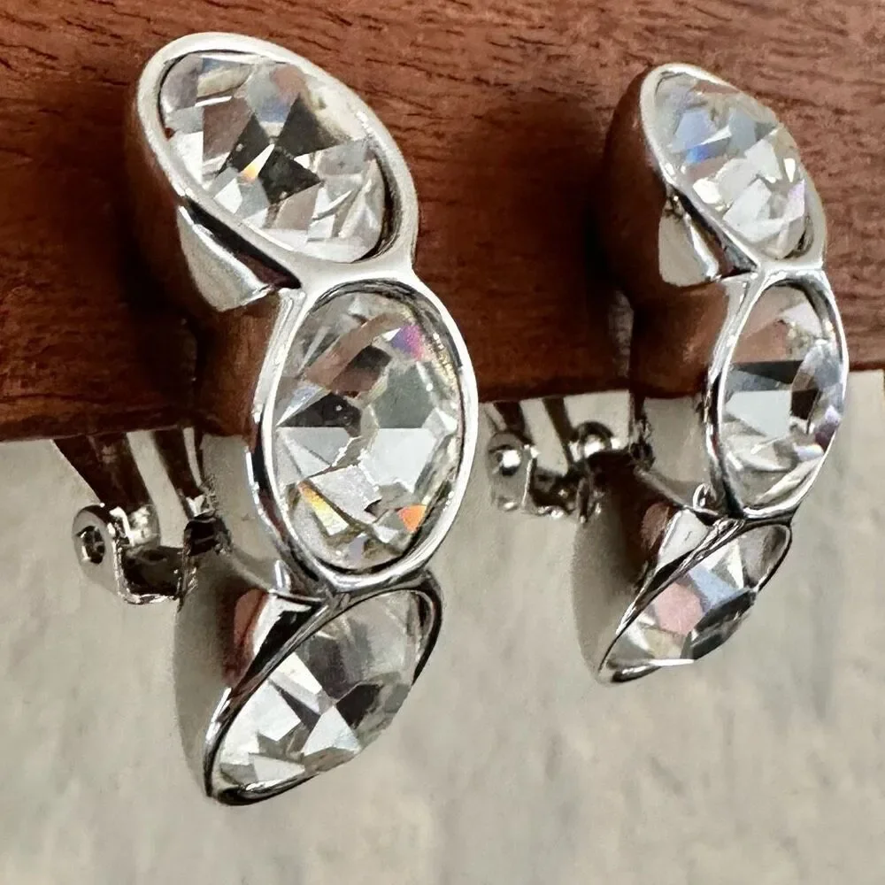 Swarovski Swan Logo Crystal Clip-On Earrings